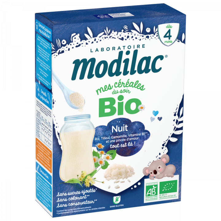 Meine Bio-Abendflocken ab 4 Monaten Ruhige Nacht Modilac - 250 g Packung