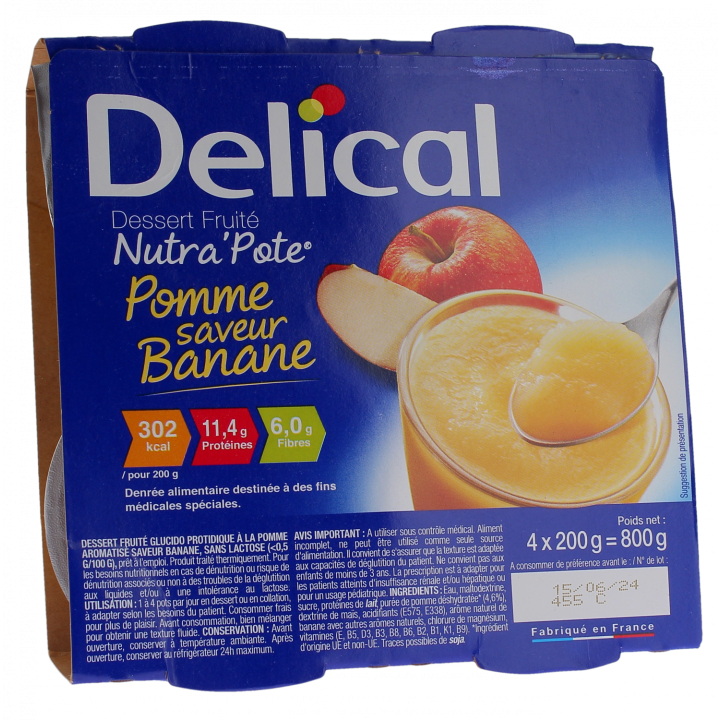 Nutra'pote Dessert mit Früchten Apfel Banane Delical - 4er-Pack à 200g