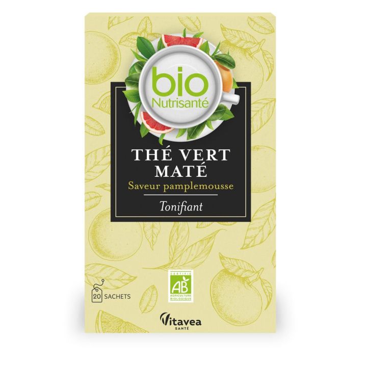 Nutrisanté Grüner Tee Mate Grapefruit Bio Vitavea - Schachtel mit 20 Beuteln