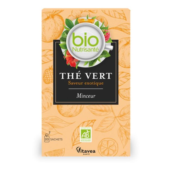 Nutrisanté Grüner Tee exotischer Geschmack Bio Vitavea - Schachtel mit 20 Beuteln