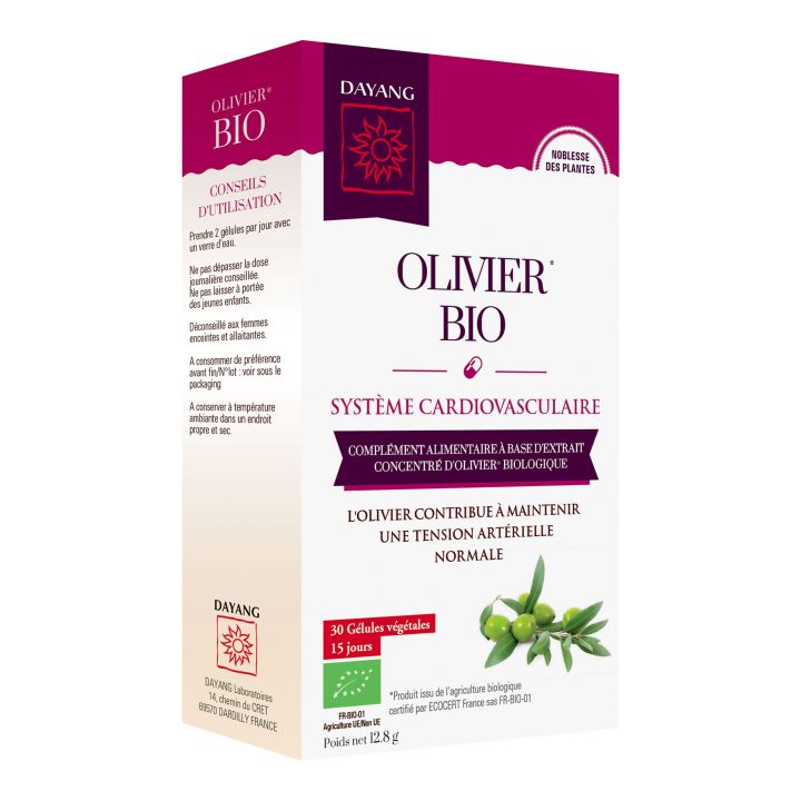 Olivier Bio Herz-Kreislauf-System Dayang - Packung mit 30 pflanzlichen Kapseln