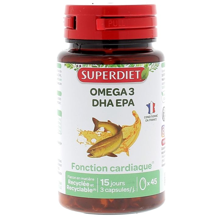 Omega 3 DHA EPA Super Diet - Packung mit 45 Kapseln