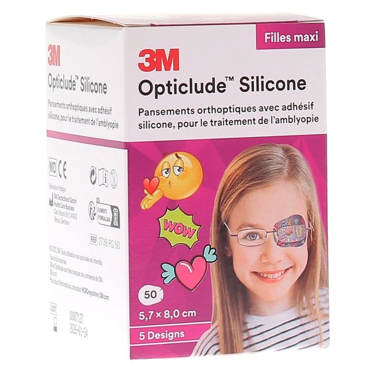 Opticlude Silikon Mädchen Maxi 3M - 50 Pflaster von 5,7 x 8,0 cm