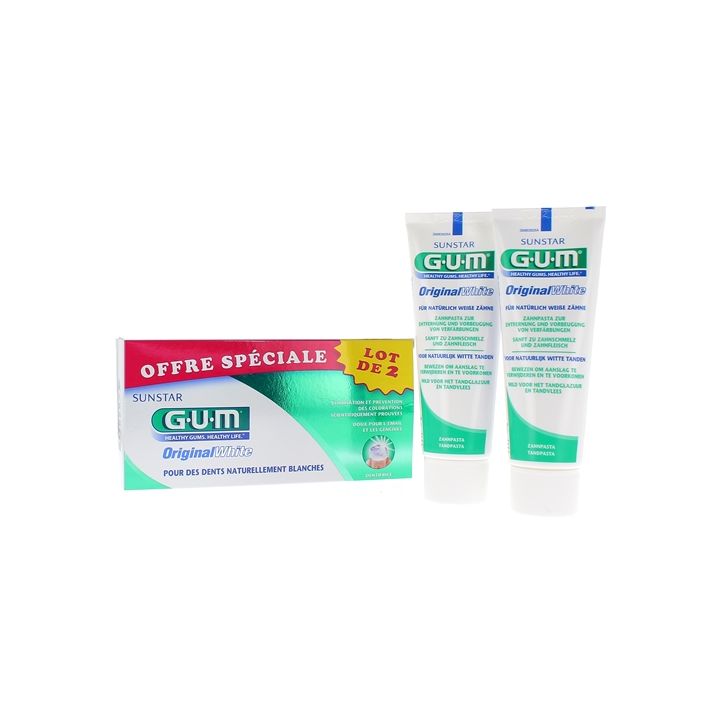Original White Zahnpasta GUM - 2er-Pack mit 75 ml Tuben