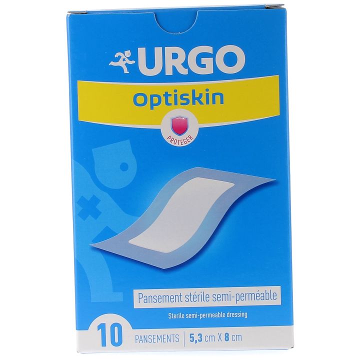 Steriler semipermeabler Verband Optiskin Urgo - Schachtel mit 10 Verbänden 5,3 cm x 8 cm