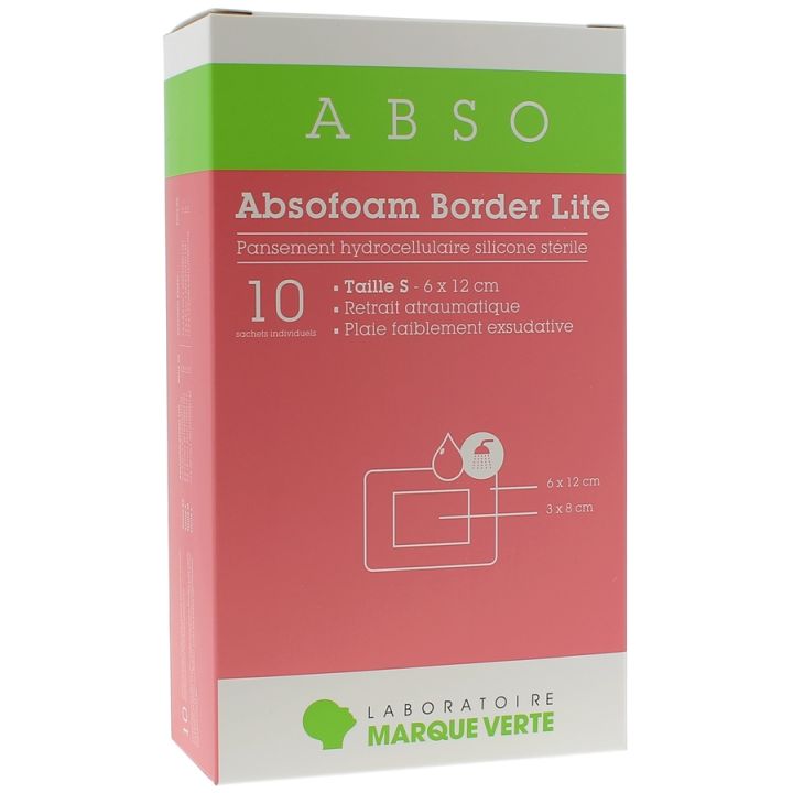 Silikon-Hydrogelverband steril absofoam border lite Marke Grün - Schachtel mit 10 Verbänden