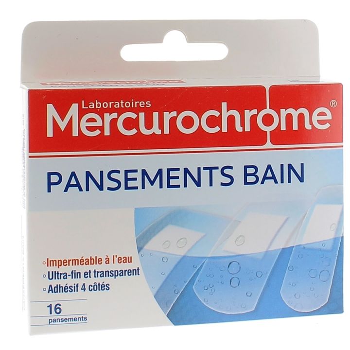 Wasserdichte Badpflaster Mercurochrome - eine Schachtel mit 16 Pflastern