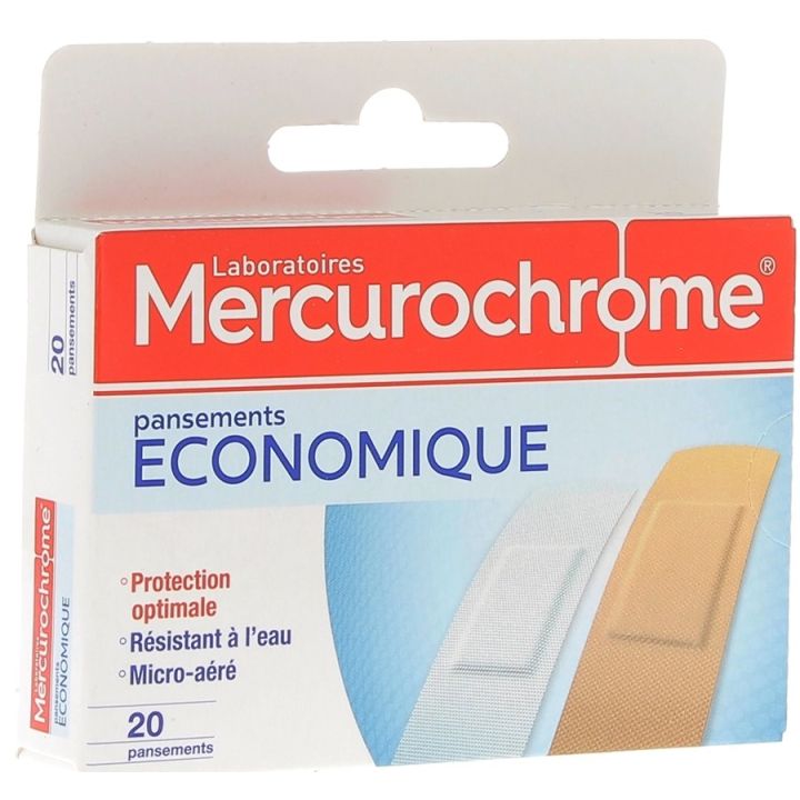 Wirtschaftliche Pflaster Mercurochrome - Box mit 20 Pflastern