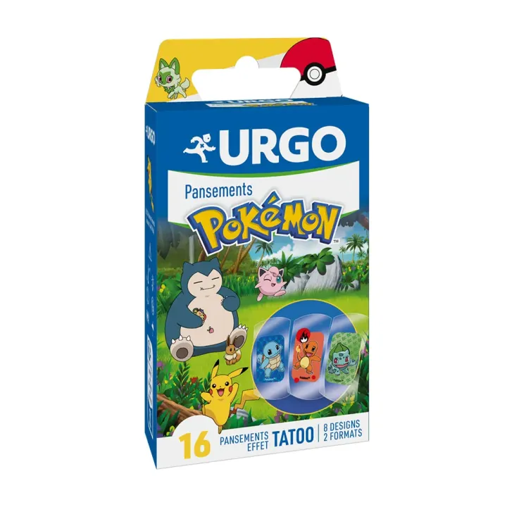 Pflaster mit Pokémon-Tattoo-Effekt Urgo - Schachtel mit 16 Pflastern