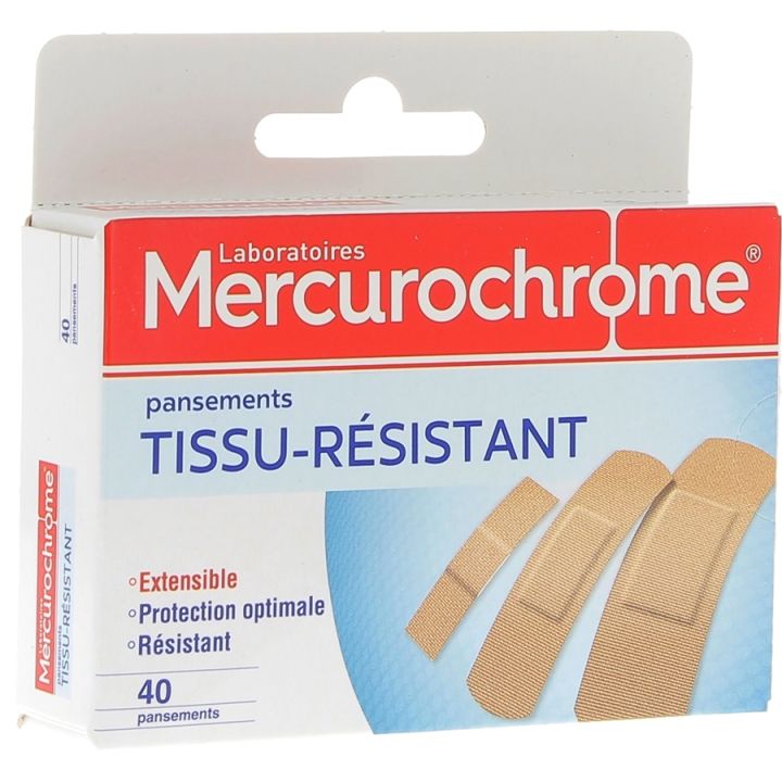 Mercurochrome Gewebe-Pflaster - Box mit 40 Pflastern