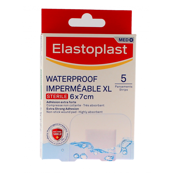 Wasserdichte XL Elastoplast Pflaster - Packung mit 5 Pflastern von 6x7cm