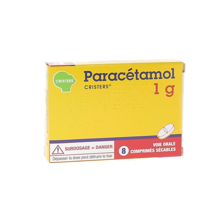 Paracetamol 1g Cristers - Packung mit 8 teilbaren Tabletten