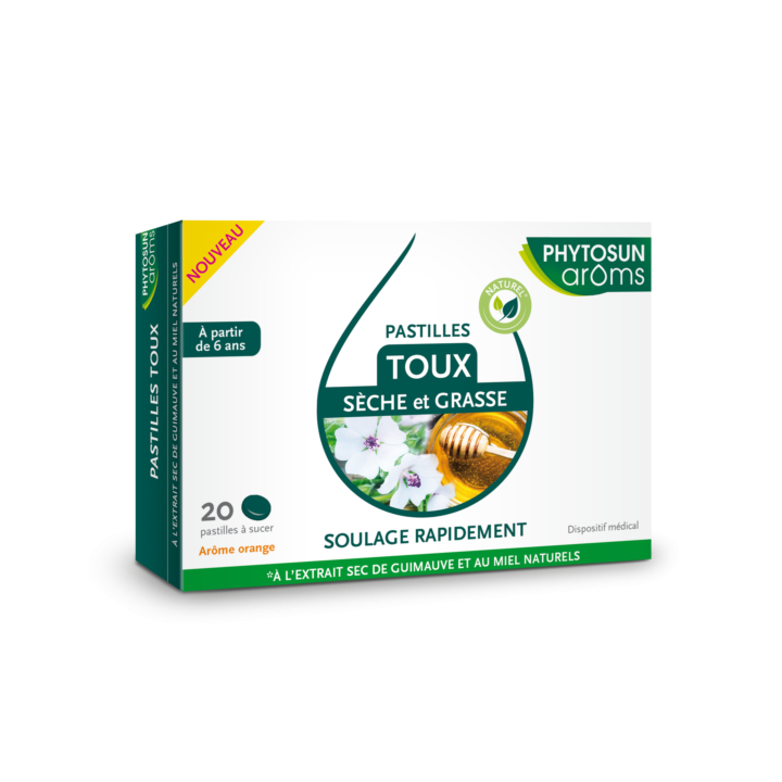 Hustenbonbons für trockenen und produktiven Husten mit Orangengeschmack Phytosun Arôms - Packung mit 20 Bonbons