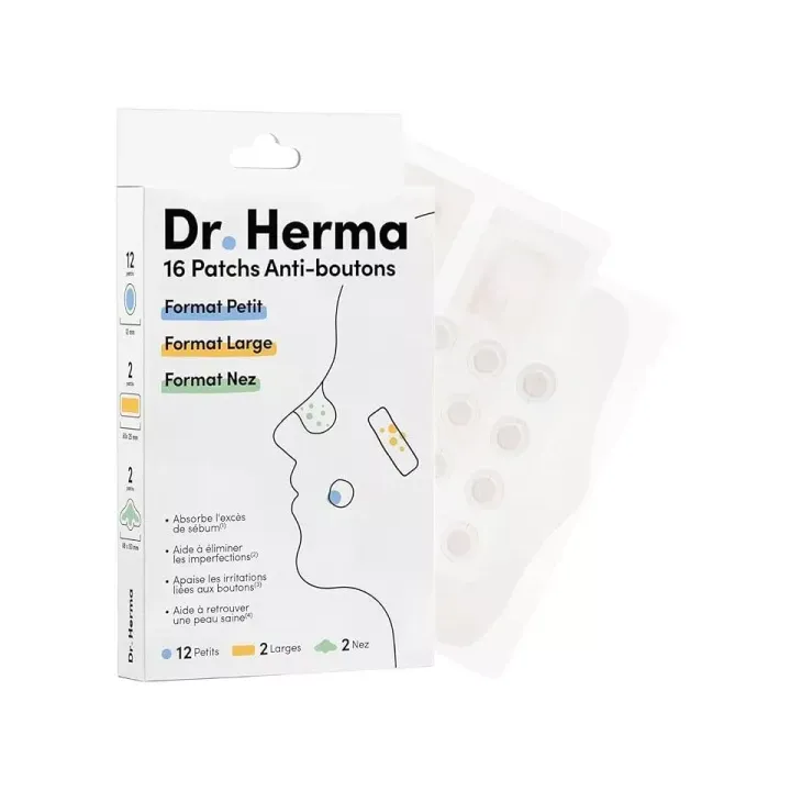 Kleine, breite Anti-Pickel-Patches und Nasen-Patches von Dr. Herma - Packung mit 16 Patches