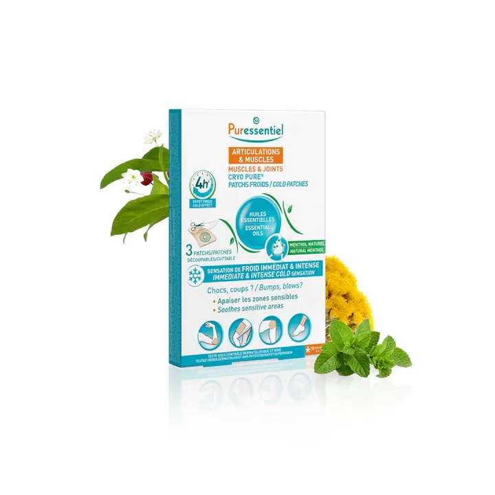 Cryo Pure Kälte-Pflaster für Gelenke & Muskeln Puressentiel - Packung mit 3 Pflastern