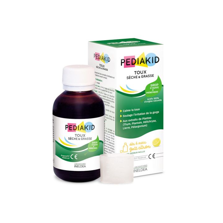 Pediakid trockener und feuchter Husten Zitrusgeschmack - Flasche mit 125 ml