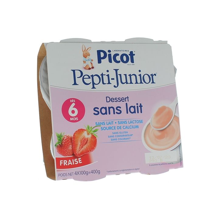 Pepti-junior Dessert ohne Milch Erdbeergeschmack Picot - 4 Becher à 100g
