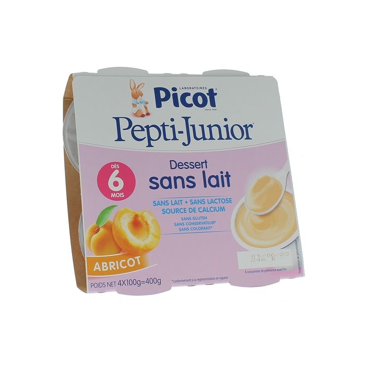 Pepti-junior Dessert ohne Milch Geschmack Aprikose Picot - 4 Becher à 100g