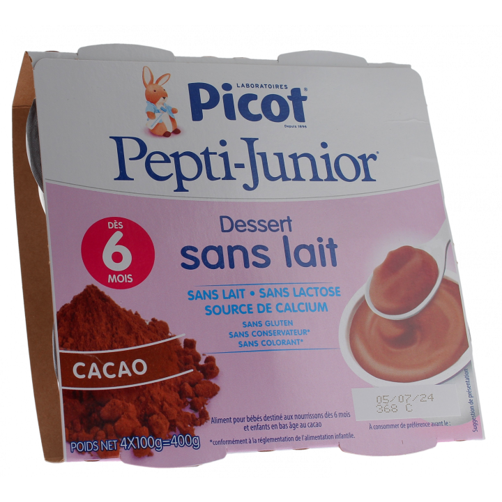 Pepti-junior Dessert ohne Milch Geschmack Kakao Picot - 4 Becher à 100g
