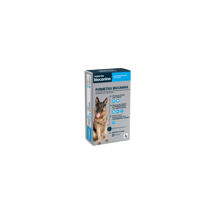 Permetrix Lösung für Spot-On große Hunde Biocanina - Packung mit 3 Pipetten zu 0,4 ml