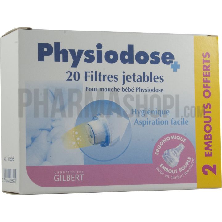 Physiodose Einwegfilter für Baby-Nasenabsauger Gilbert - 20 Einwegfilter + 2 kostenlose Aufsätze