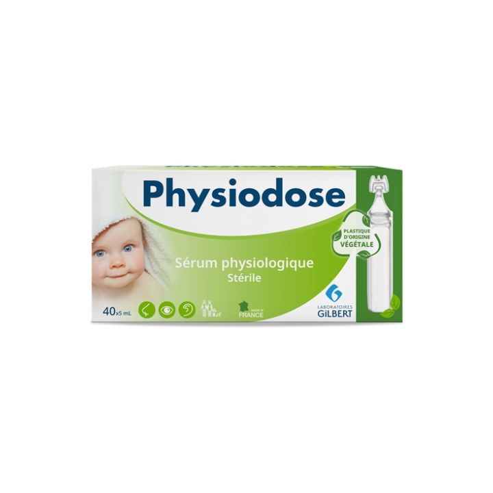 Physiodose sterile physiologische Lösung Gilbert - Packung mit 40 pflanzlichen Einzeldosen zu je 5 ml
