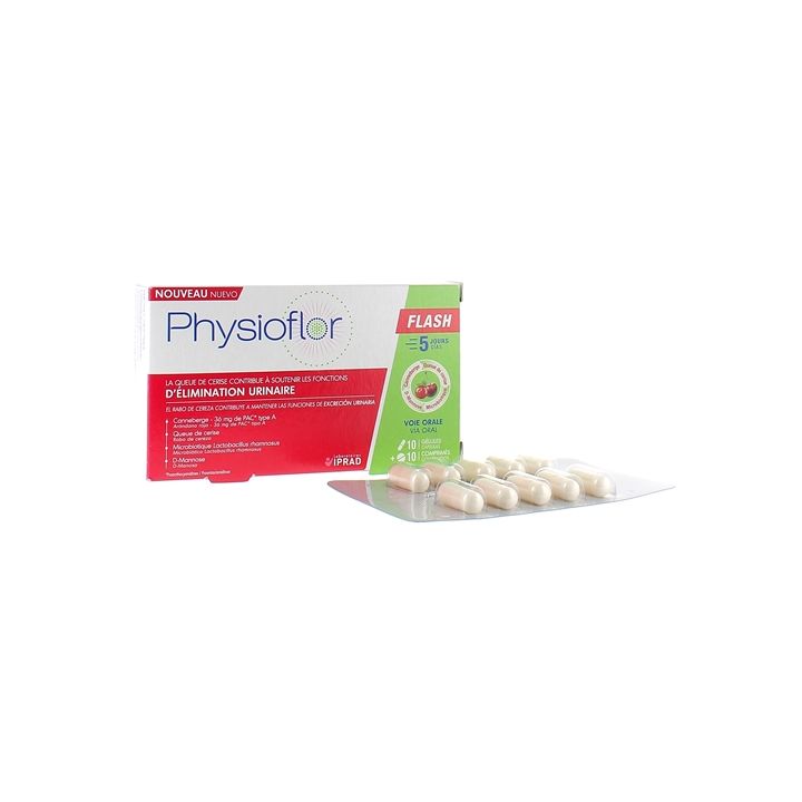 Physioflor Flash Iprad Gesundheit - Packung mit 10 Kapseln und 10 Tabletten
