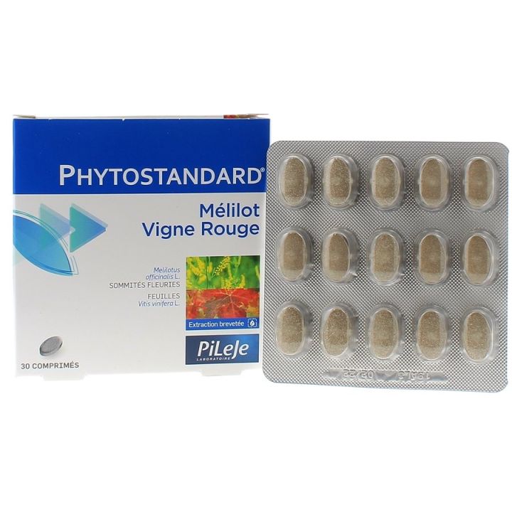 Phytostandard von Melilotus und rotem Weinlaub Pileje - Packung mit 30 Tabletten