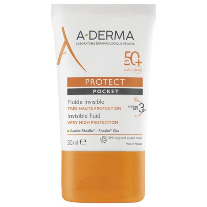 Protect Sonnenfluid für das Gesicht unsichtbar pocket SPF50+ A-derma - Tube mit 30 ml