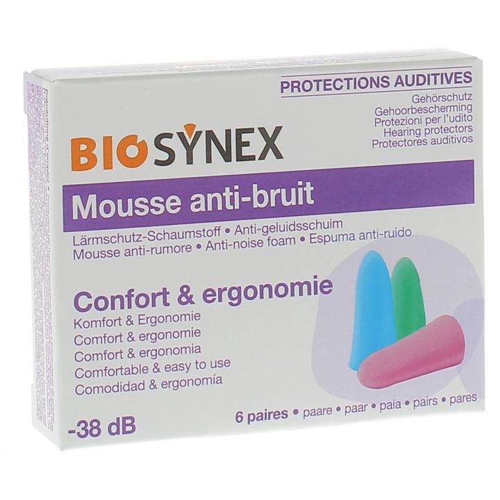 Biosynex Schaumstoff-Ohrenschutz - Box mit 6 Paaren