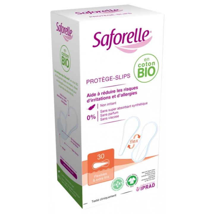 Flexibele & extra-dünne Bio-Baumwoll-Slipeinlagen Saforelle - Schachtel mit 30 Slipeinlagen