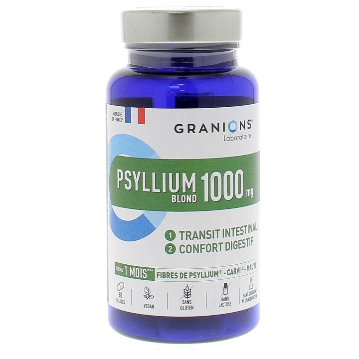 Psyllium blond 1000mg Granions - Packung mit 60 Kapseln