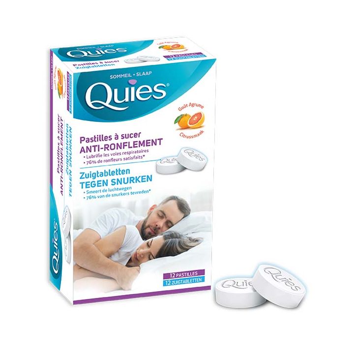 Anti-Schnarch Lutschtabletten mit Zitrusgeschmack Quies - Packung mit 12 Tabletten