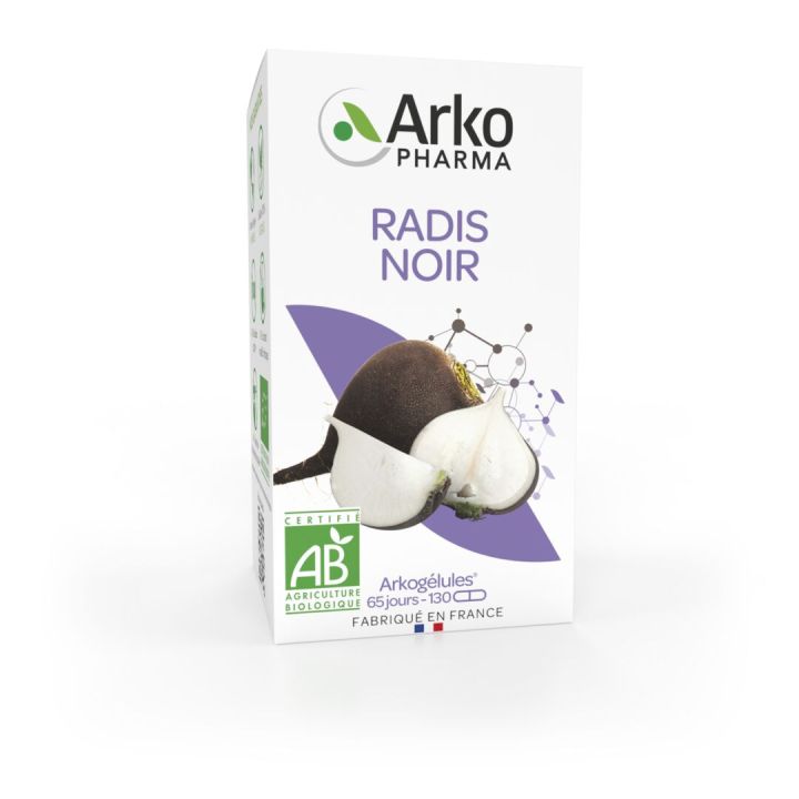 Arkogélules Schwarzer Rettich bio Arkopharma - Packung mit 130 Kapseln