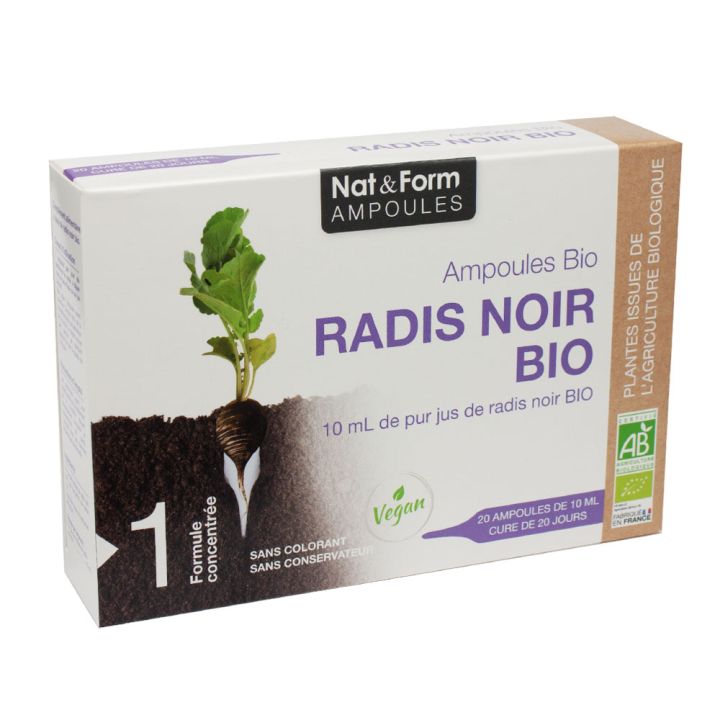 Schwarzer Rettich Bio Nat&Form - Packung mit 20 Ampullen