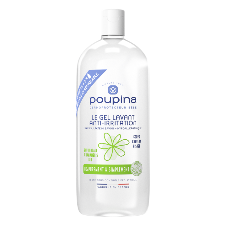 Nachfüllung Anti-Reizungs-Waschgel Poupina - Flasche 1L