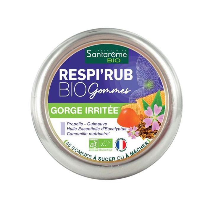 Respi'Rub gereizter Hals bio Santarome - Packung mit 45 Pastillen
