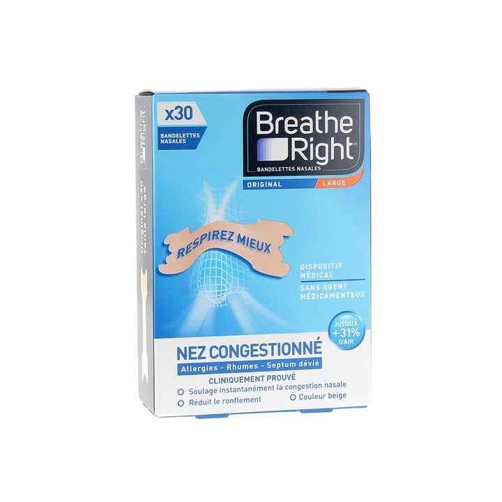 Original Breathe Right Nasenstreifen - Packung mit 30 Streifen