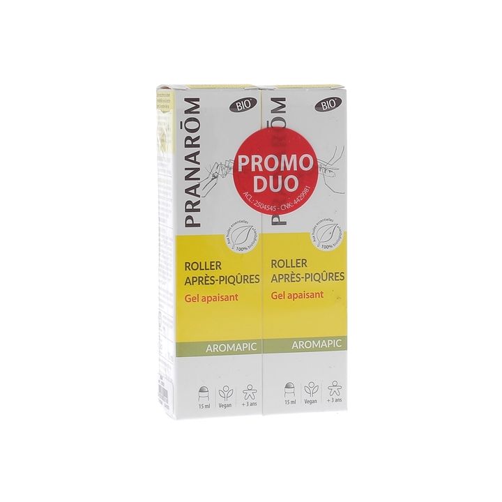 Roller Gel zur Linderung von Insektenstichen bio Aromapic Pranarôm - 2er Pack mit 15 ml Roll-ons