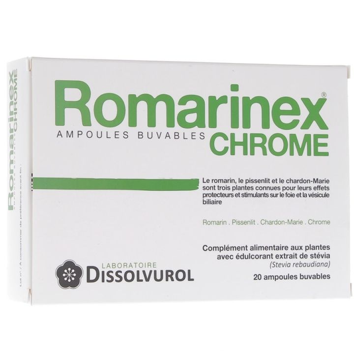 Romarinex Chrome Trinkampullen Dissolvurol - Packung mit 20 Ampullen