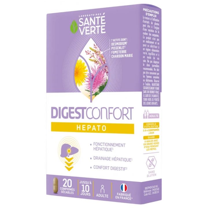 DigestConfort Hepato Gesundheit Grün - Packung mit 20 Tabletten