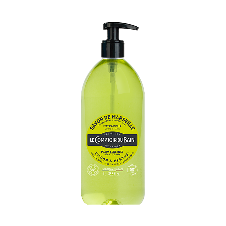 Flüssige Marseille-Seife Zitrone & Minze Le Comptoir du Bain - Pumpflasche 1 L