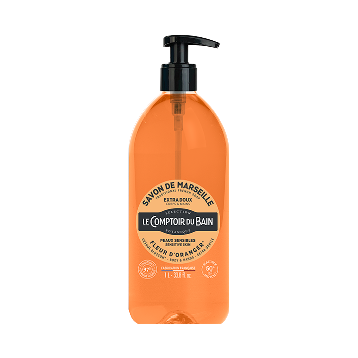Flüssige Marseille-Seife mit Orangenblüte Le Comptoir du Bain - Pumpflasche 1L