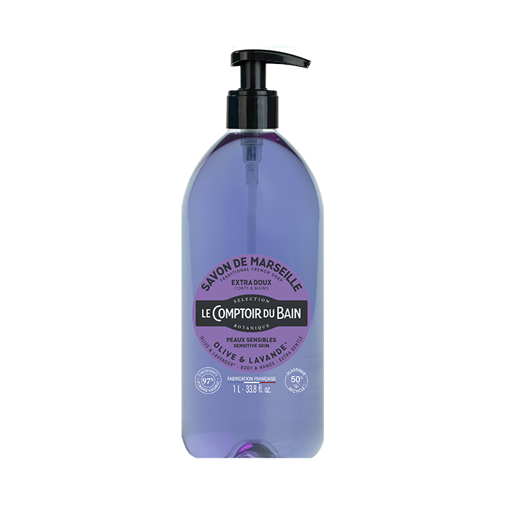 Flüssige Marseille-Seife Olive & Lavendel Le Comptoir du Bain - Pumpflasche 1 L