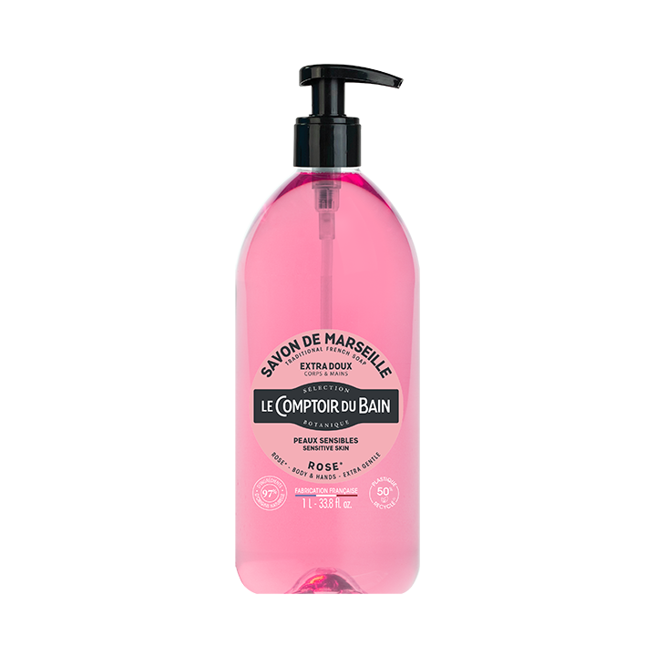Flüssige Marseille-Seife Rosa Le Comptoir du Bain - Pumpflasche 1L