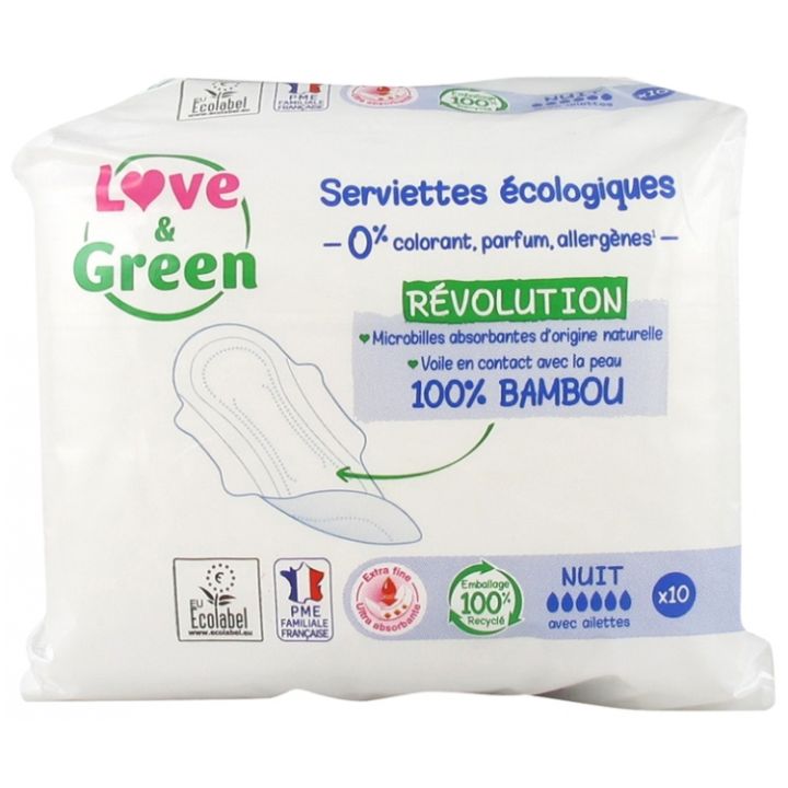 Hypoallergene Nachtservietten Love & Green - Packung mit 10 Servietten
