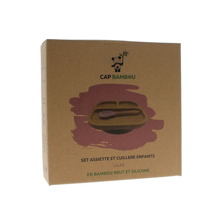 Set für Babynahrung aus Bambus Cap Bambou - Box mit einem Unterteil mit Fächern + Löffel