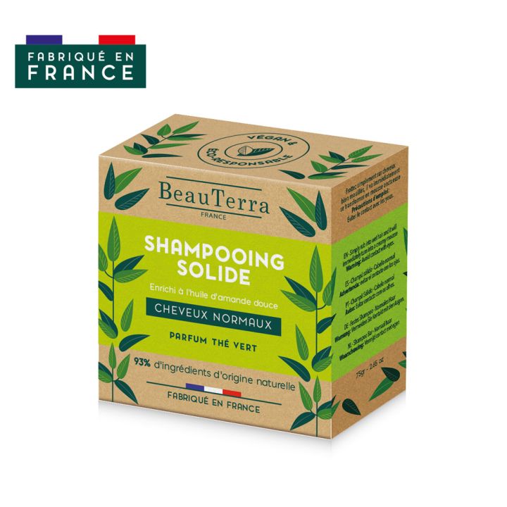 Festes Shampoo für normales Haar mit grünem Tee Duft BeauTerra - Shampoo von 75 g