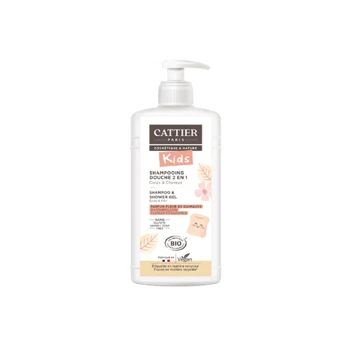Shampoo-Duschgel 2 in 1 Malvenblüte Cattier - Pumpflasche 500 ml