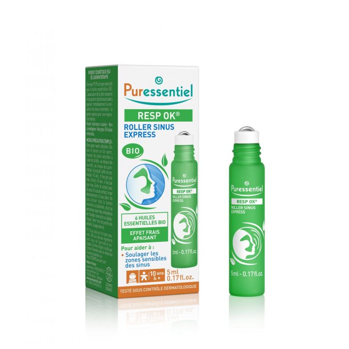 Sinus express mit 6 ätherischen Bio-Ölen von Puressentiel - Roll-on von 6 ml
